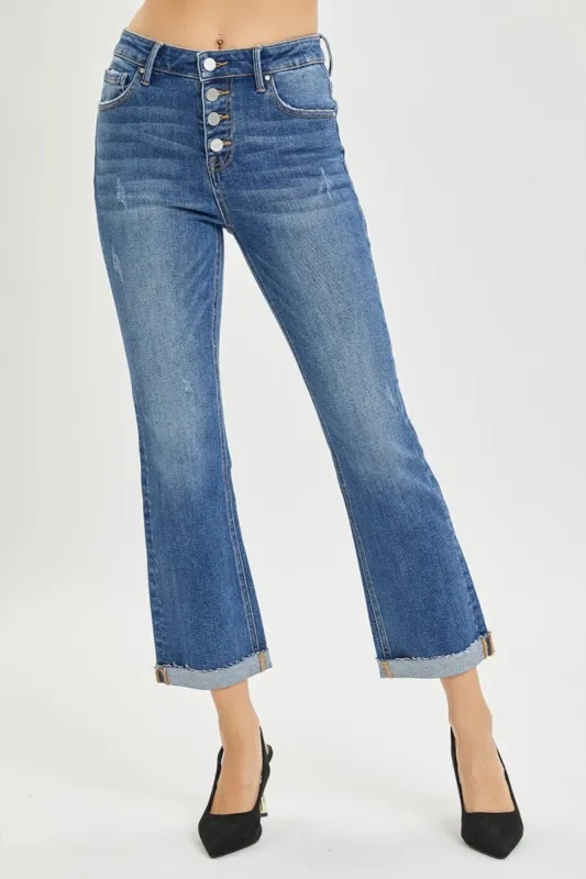RISEN Full Size Button Fly Cropped Bootcut Jeans sold by Charming Charlie