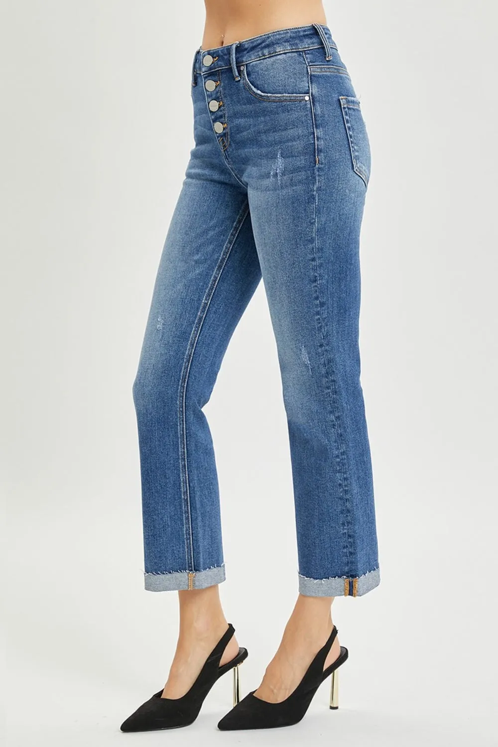 RISEN Full Size Button Fly Cropped Bootcut Jeans sold by Charming Charlie product image thumbnail 5