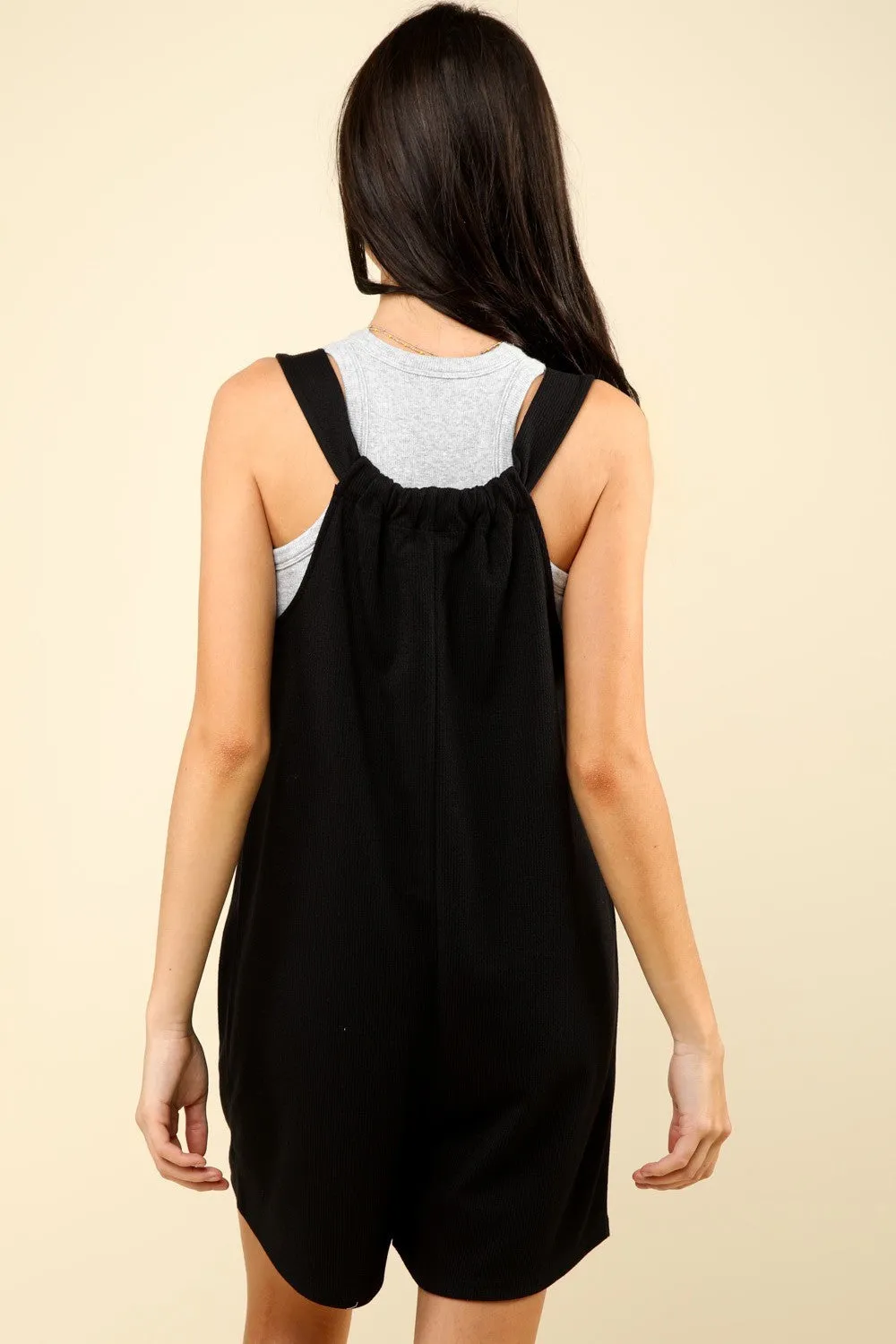 VERY J Tie Shoulder Front Pocket Romper sold by Charming Charlie product image thumbnail 2