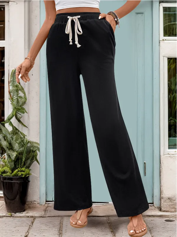 Drawstring High Waist Straight Pants sold by Charming Charlie