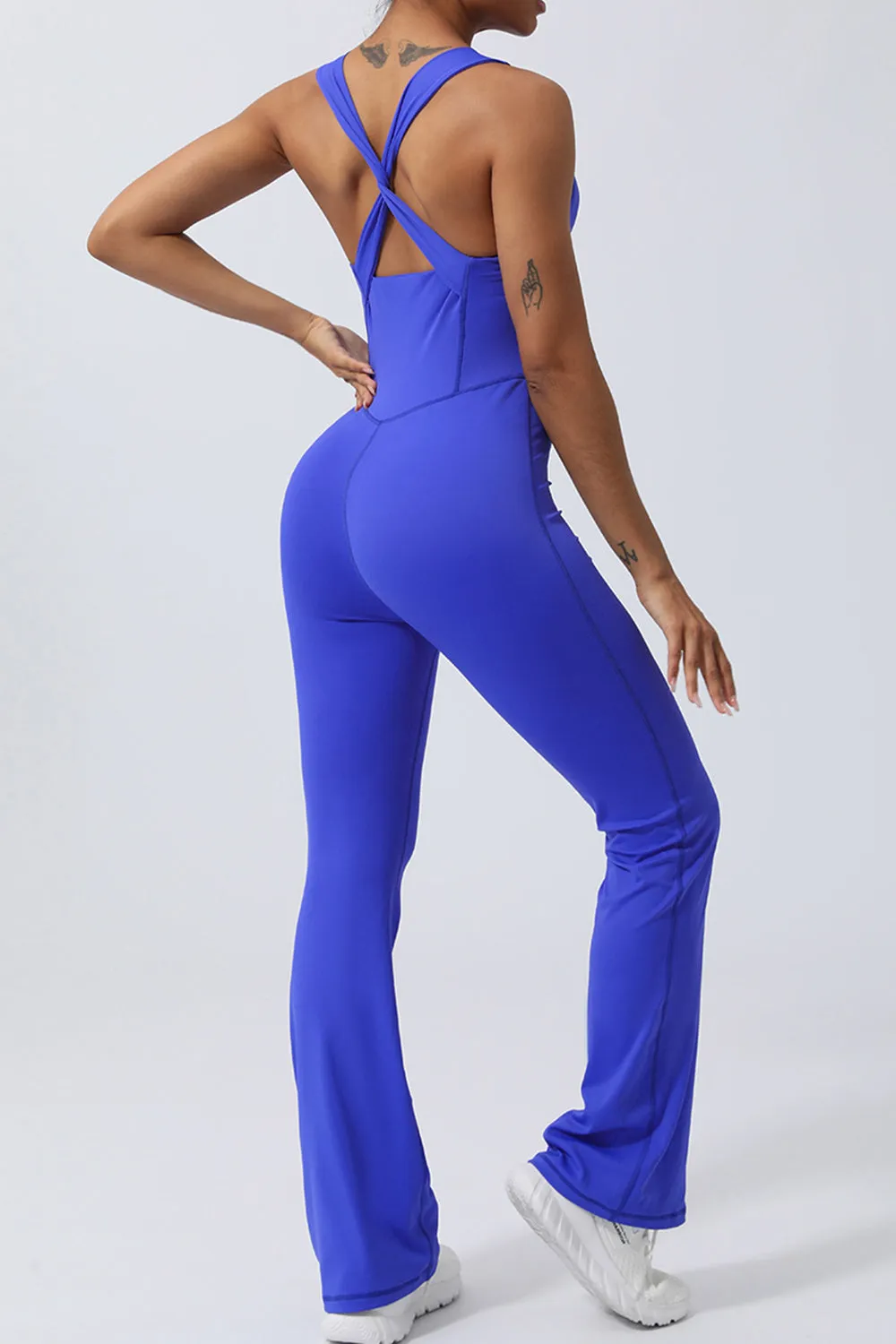 Crisscross Wide Strap Sleeveless Jumpsuit sold by Charming Charlie product image thumbnail 2