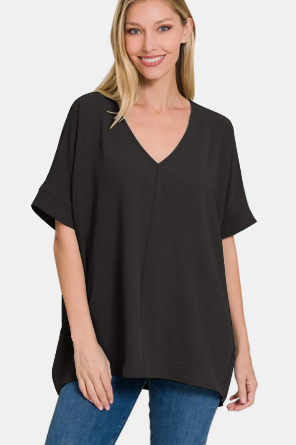 Zenana Full Size V-Neck Short Sleeve Top sold by Charming Charlie product image thumbnail 4