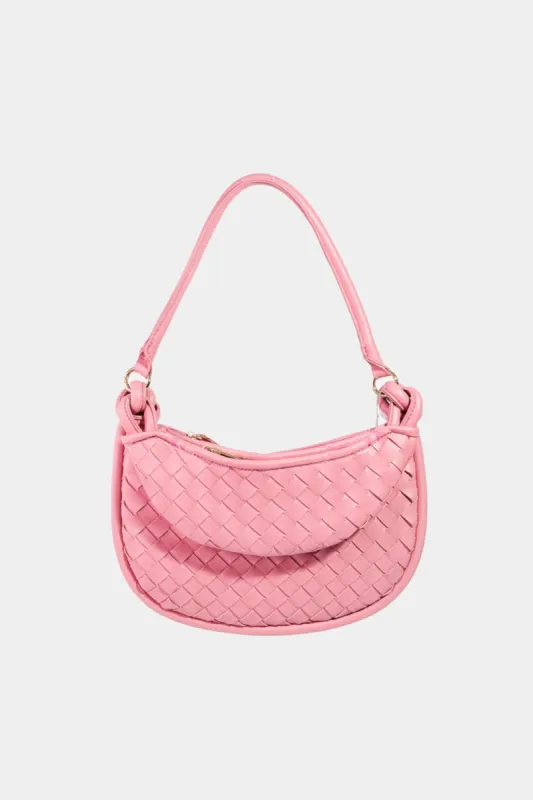 Fame PU Leather Basket Weave Half Moon Bag sold by Charming Charlie