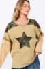 SAGE + FIG Star Patch Long Sleeve Color Block T-Shirt sold by Charming Charlie