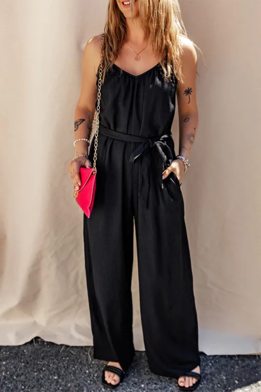 Tied V-Neck Spaghetti Strap Jumpsuit sold by Charming Charlie