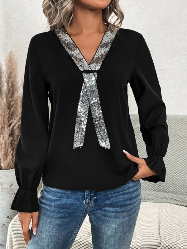 Sequin Flounce Sleeve Blouse sold by Charming Charlie