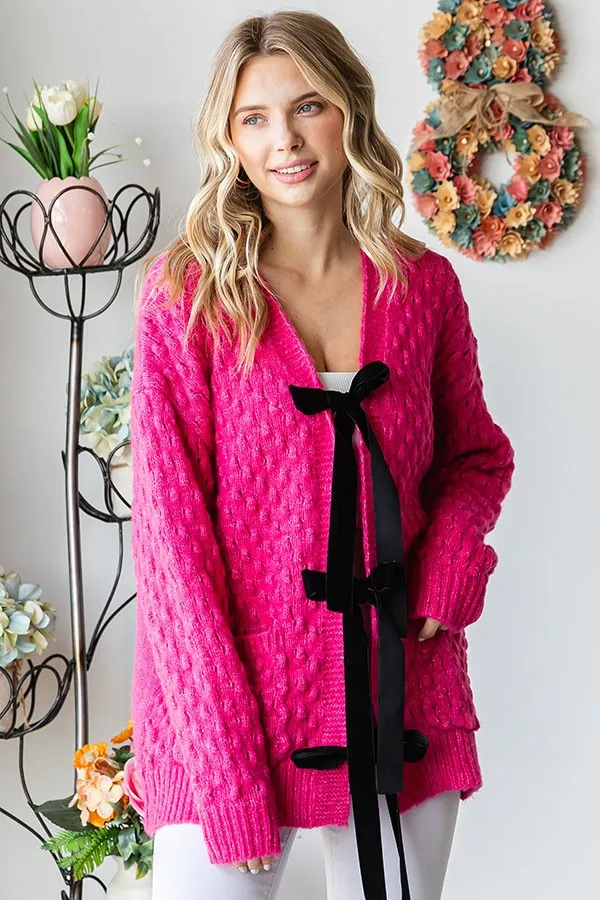 First Love Tie Closure Open Knit Cardigan sold by Charming Charlie product image thumbnail 4