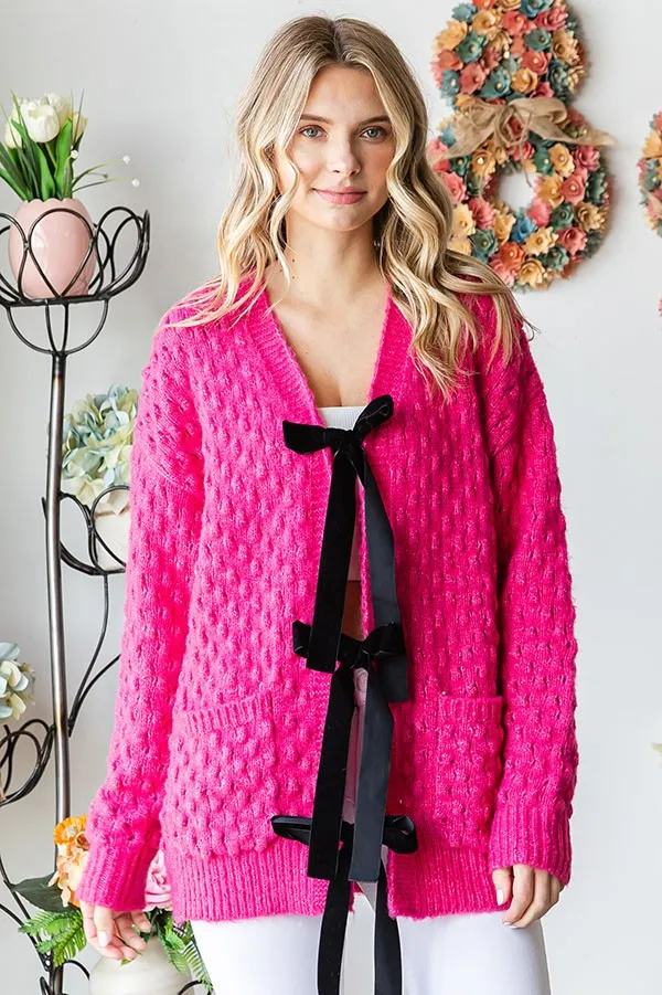 First Love Tie Closure Open Knit Cardigan sold by Charming Charlie product image thumbnail 5