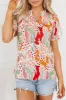 Printed Notched Short Sleeve Blouse sold by Charming Charlie