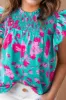 Ruffled Printed Mock Neck Cap Sleeve Blouse sold by Charming Charlie