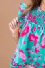 Ruffled Printed Mock Neck Cap Sleeve Blouse sold by Charming Charlie