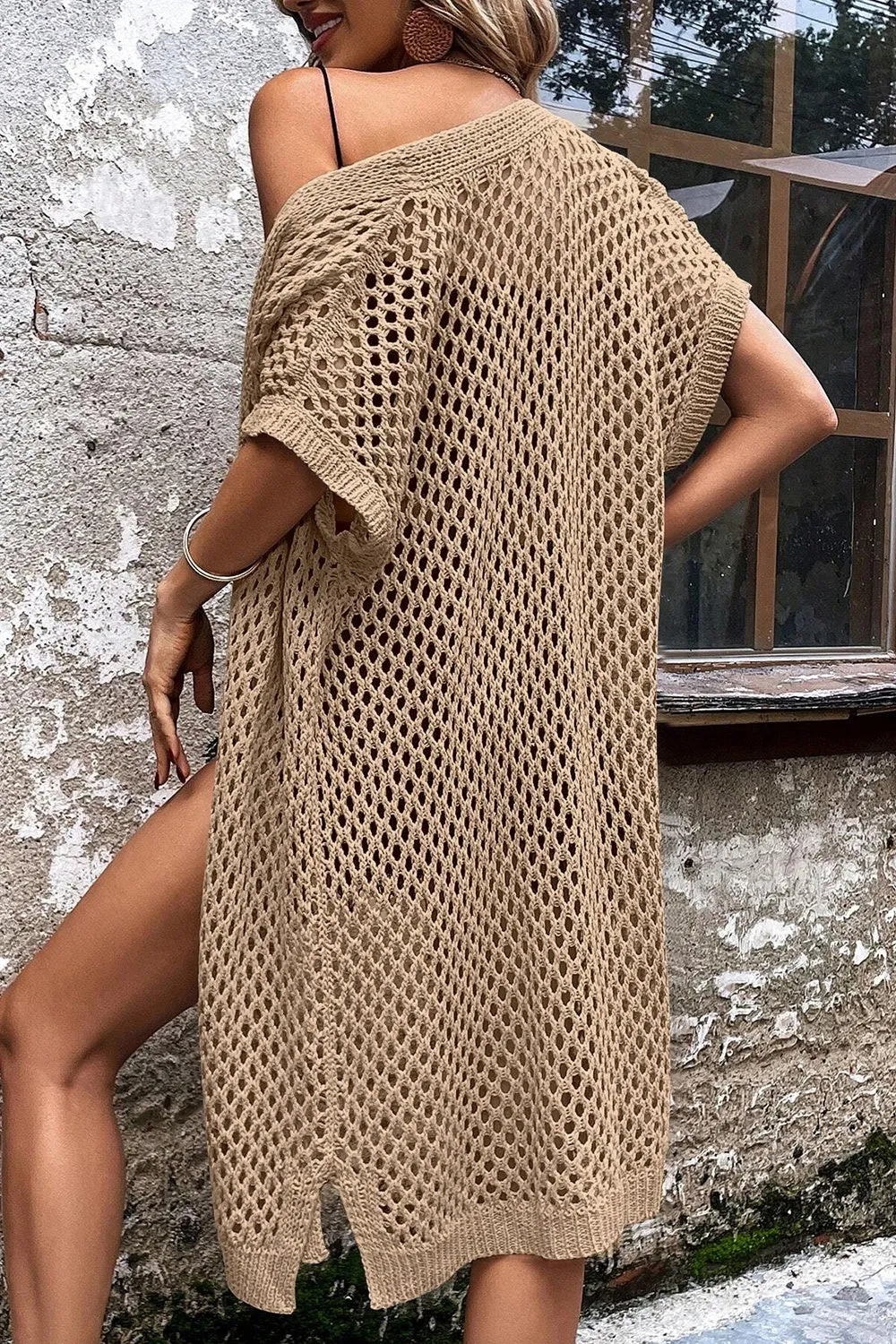Openwork Open Front Short Sleeve Cardigan sold by Charming Charlie product image thumbnail 4