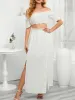 Lace Detail Off Shoulder Top and Slit Skirt Set sold by Charming Charlie