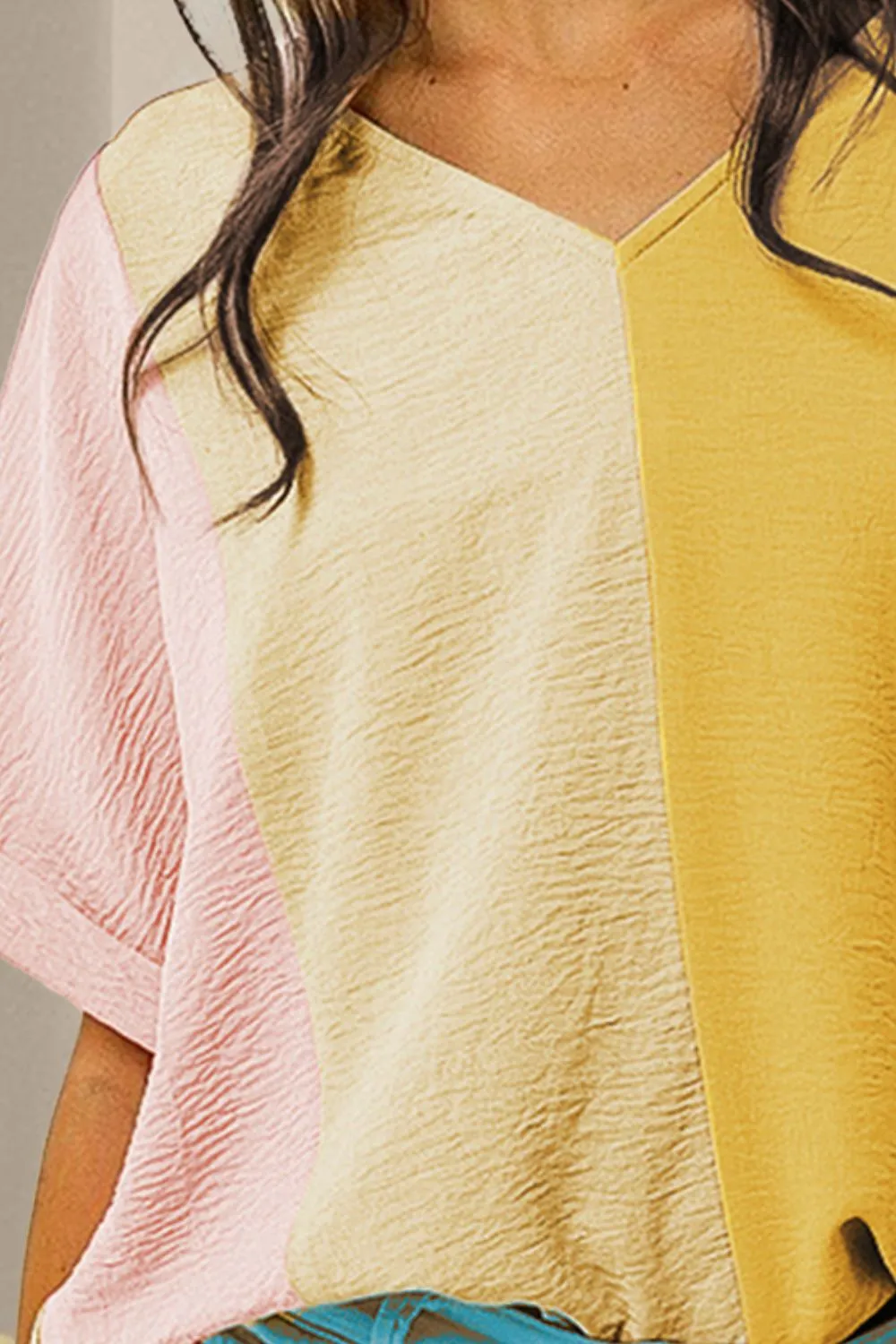 Color Block V-Neck Half Sleeve T-Shirt sold by Charming Charlie product image thumbnail 3