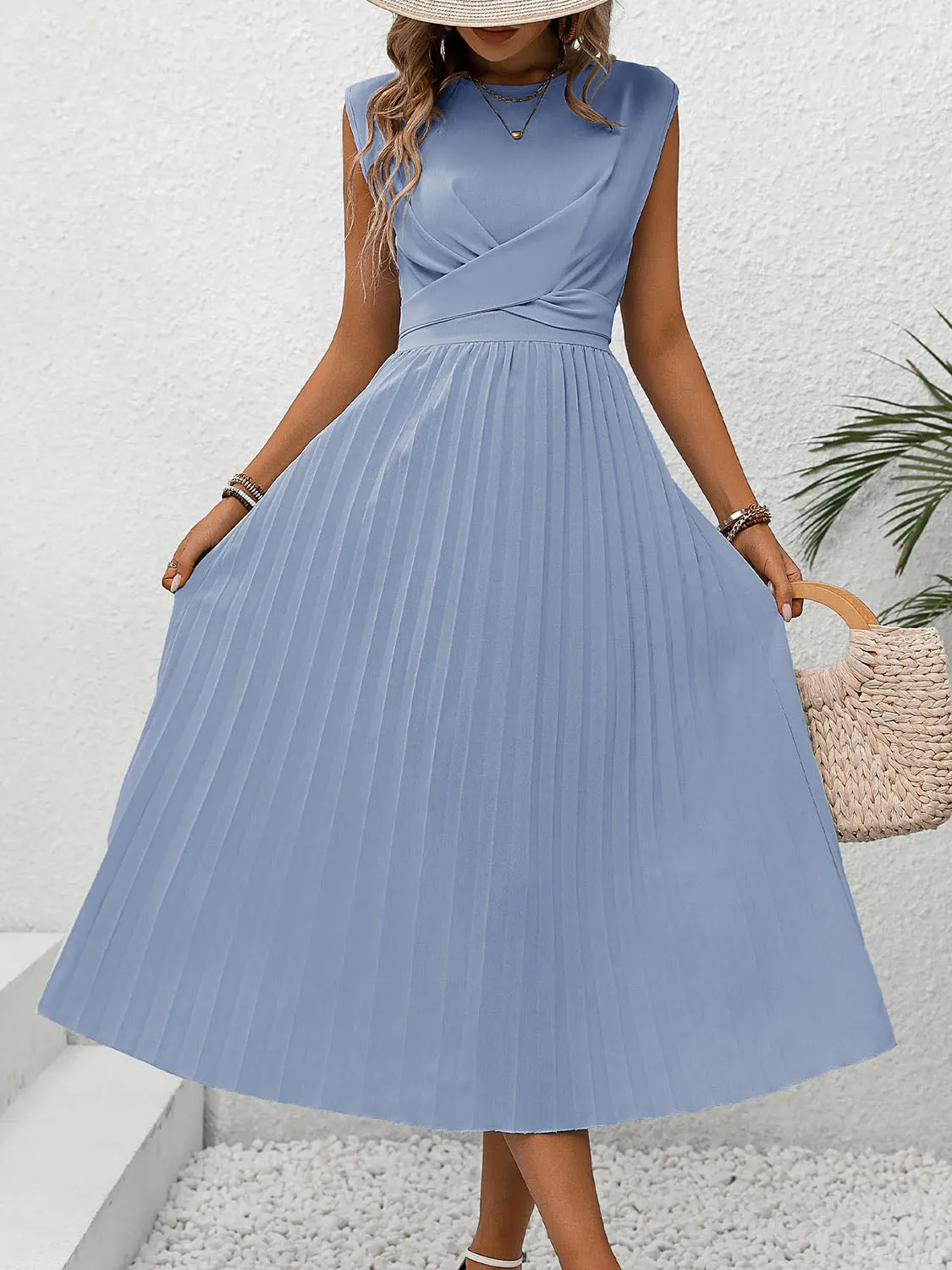 Pleated Round Neck Cap Sleeve Dress sold by Charming Charlie product image thumbnail 5