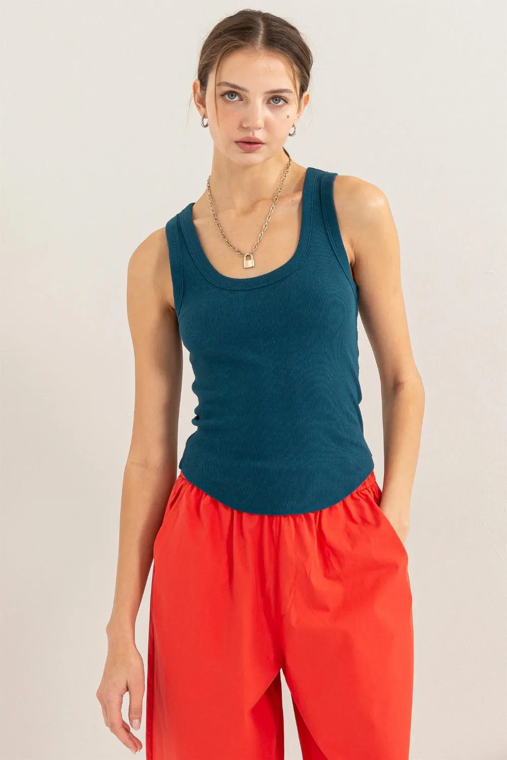 HYFVE Ribbed Scoop Neck Racerback Tank sold by Charming Charlie product image thumbnail 4