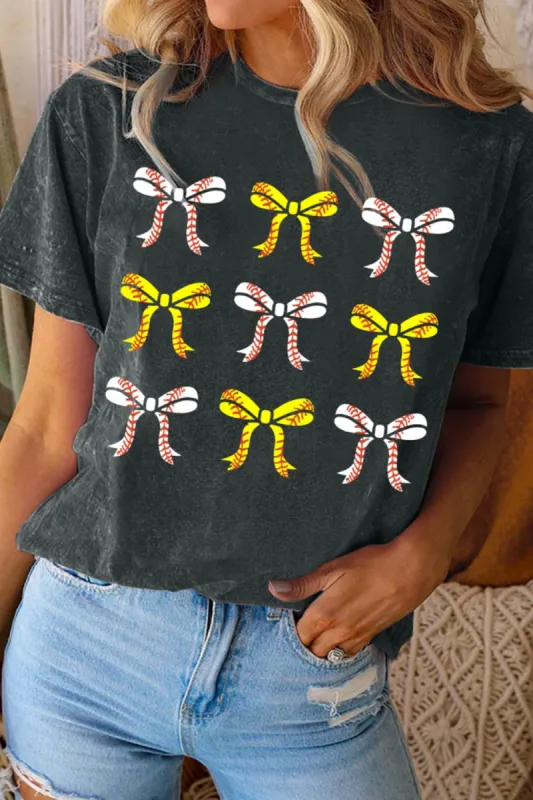 Bow Graphic Round Neck Short Sleeve T-Shirt sold by Charming Charlie