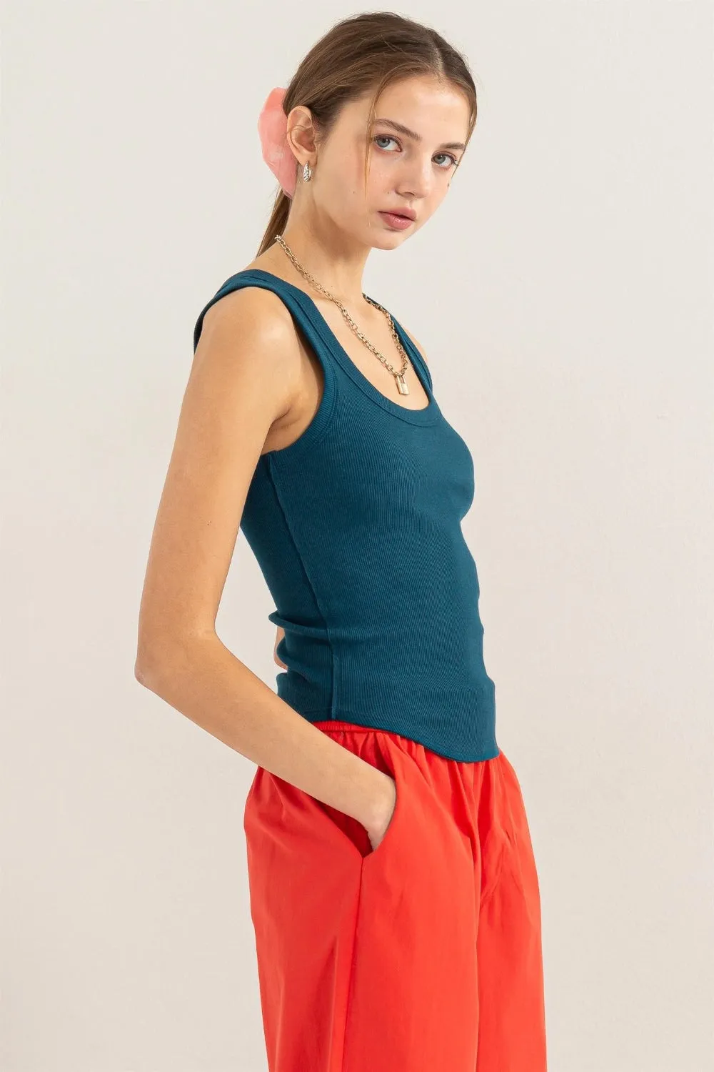 HYFVE Ribbed Scoop Neck Racerback Tank sold by Charming Charlie product image thumbnail 3