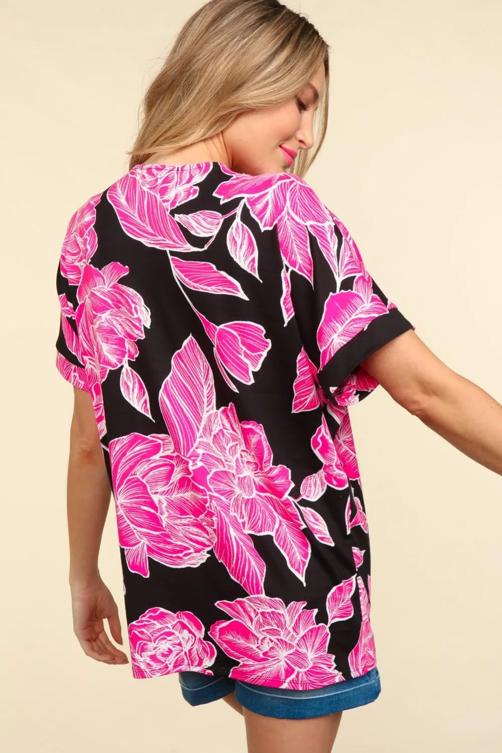 Haptics Floral Drop Shoulder T-Shirt sold by Charming Charlie product image thumbnail 2