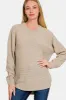 Zenana Ful Size Round Neck Long Sleeve Curved Hem Sweater sold by Charming Charlie