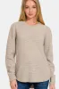 Zenana Ful Size Round Neck Long Sleeve Curved Hem Sweater sold by Charming Charlie