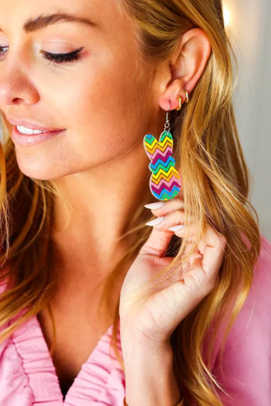 Rainbow Chevron Easter Bunny Dangle Earrings sold by Charming Charlie