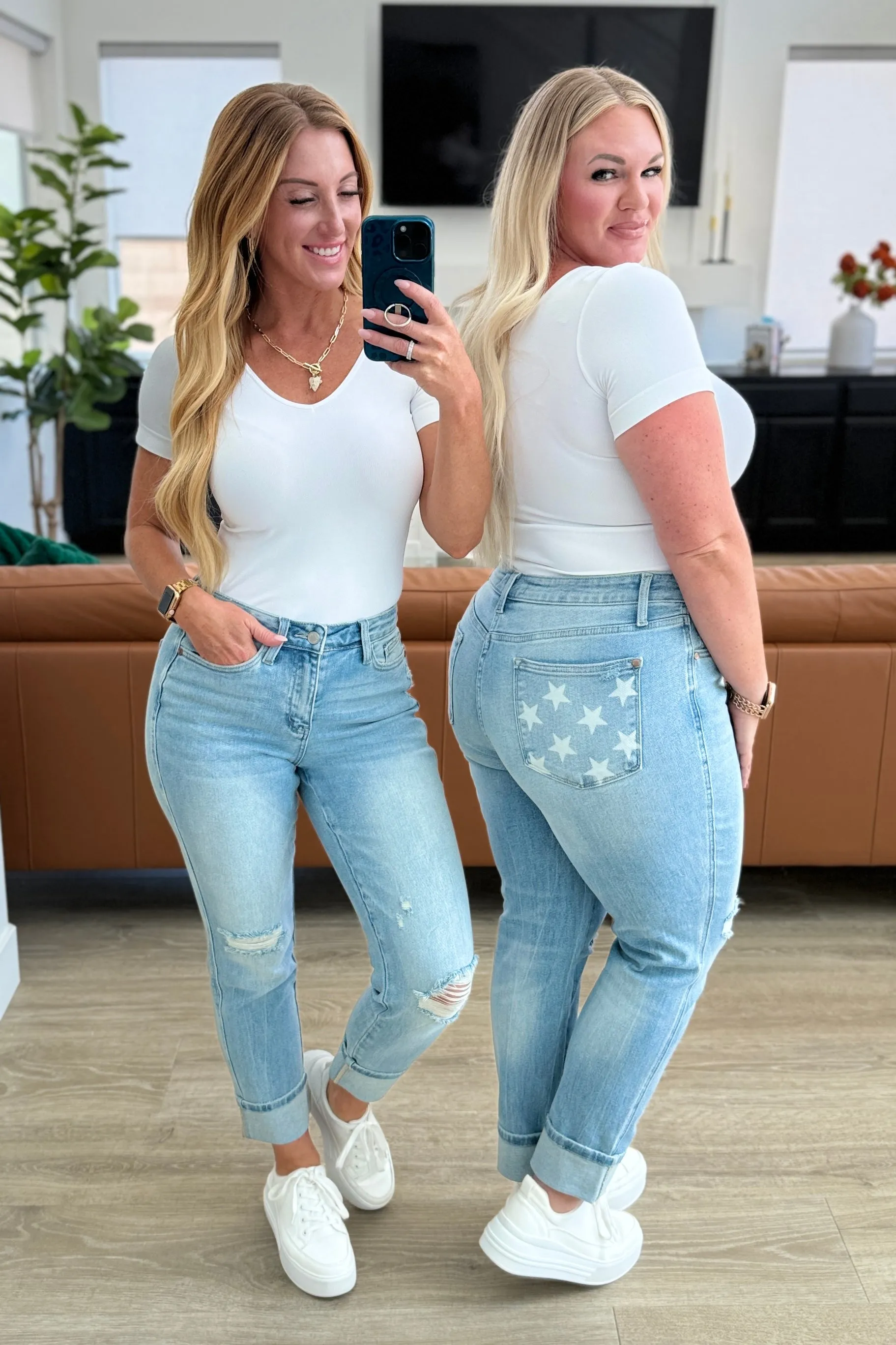 Sam Mid Rise Star Pocket Boyfriend Jeans sold by Charming Charlie product image thumbnail 3