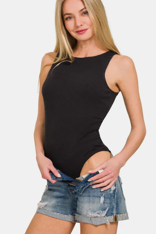 Zenana Ribbed Double Layered Bodysuit sold by Charming Charlie