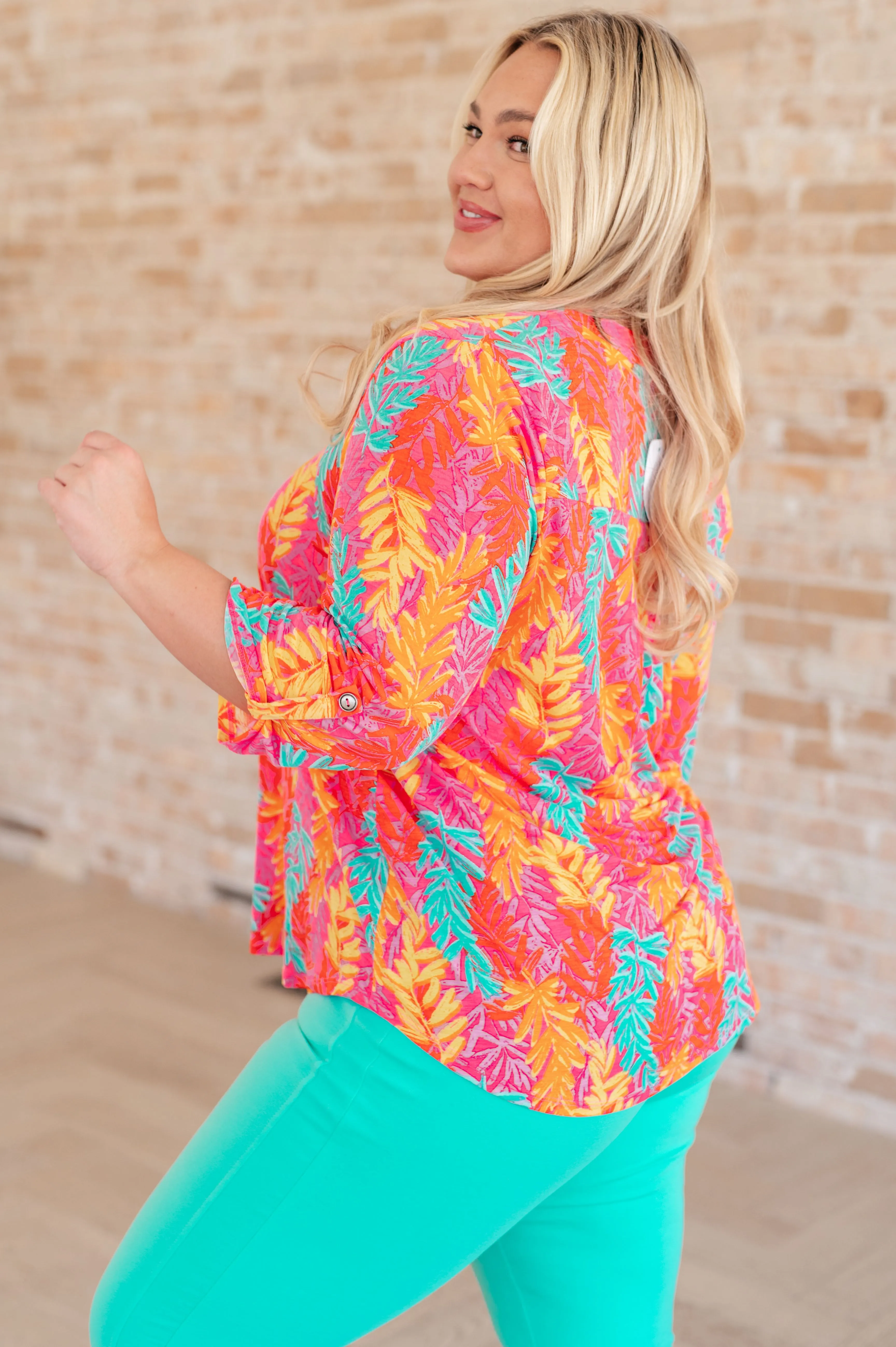 Lizzy Top in Pink and Teal Branches sold by Charming Charlie product image thumbnail 5