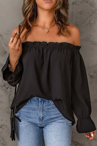 Frill Off-Shoulder Flounce Sleeve Blouse sold by Charming Charlie product image thumbnail 4