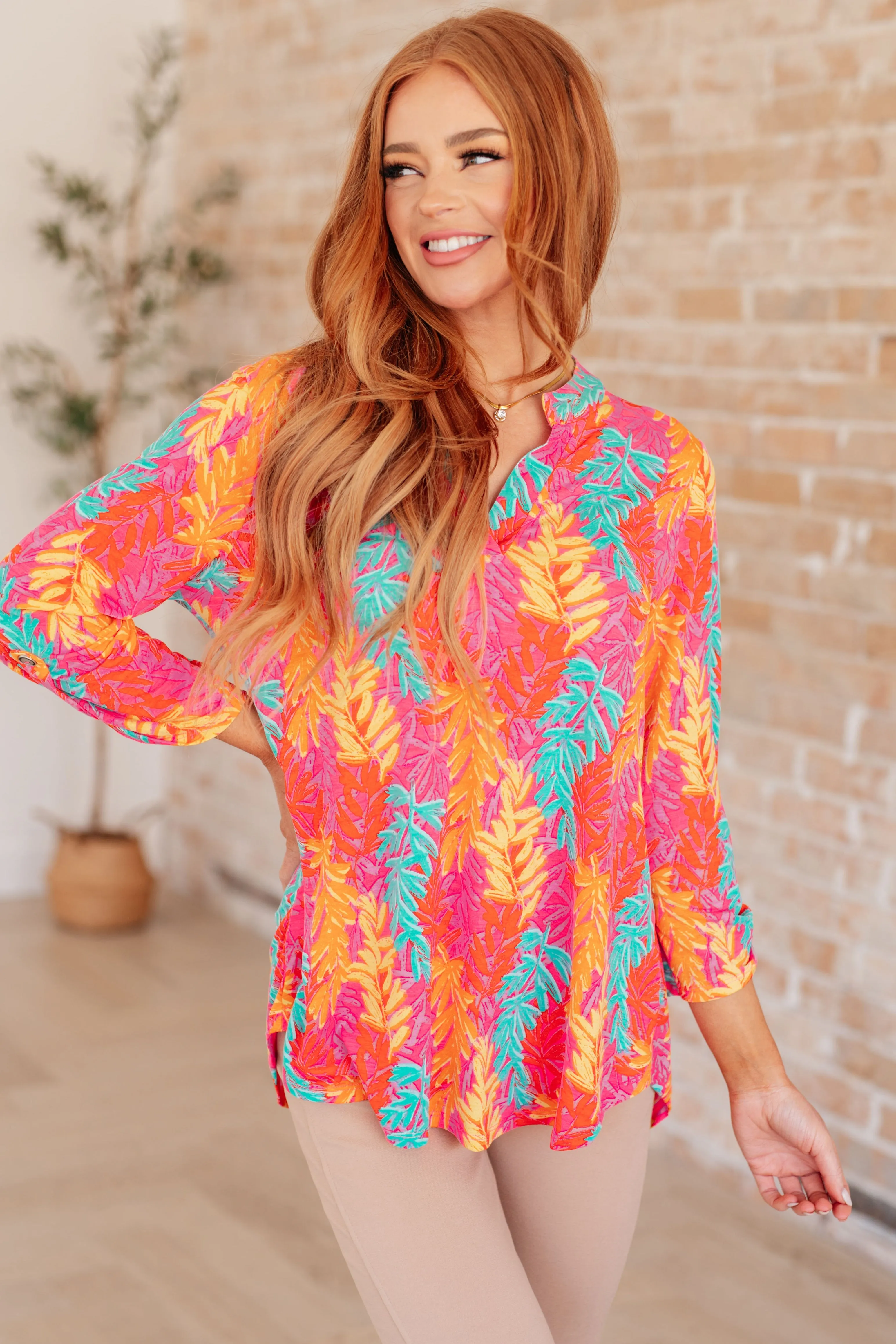 Lizzy Top in Pink and Teal Branches sold by Charming Charlie product image thumbnail 2