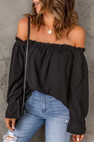 Frill Off-Shoulder Flounce Sleeve Blouse sold by Charming Charlie