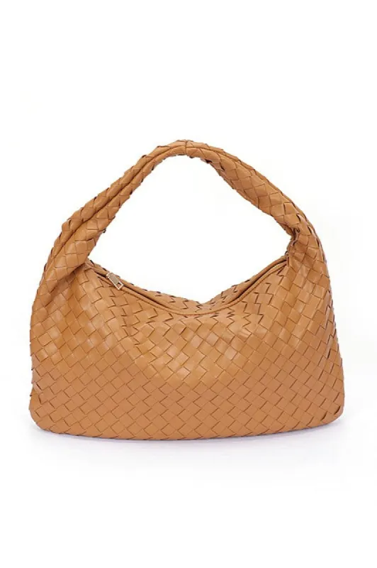 Weaved Faux Leather Soft Top Handle Shoulder Bag sold by Charming Charlie