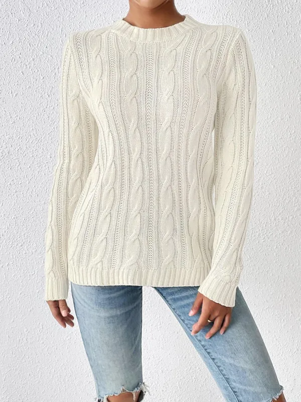 Cable-Knit Round Neck Sweater sold by Charming Charlie