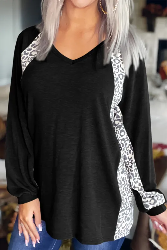 Full Size Leopard V-Neck Long Sleeve T-Shirt sold by Charming Charlie