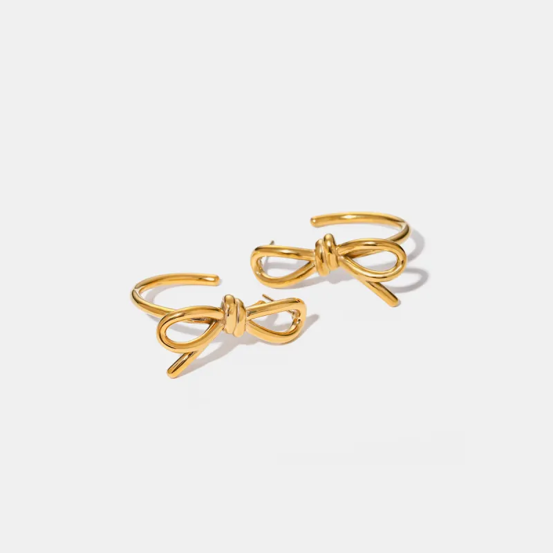 18K Gold-Plated Bow C-Hoop Earrings sold by Charming Charlie