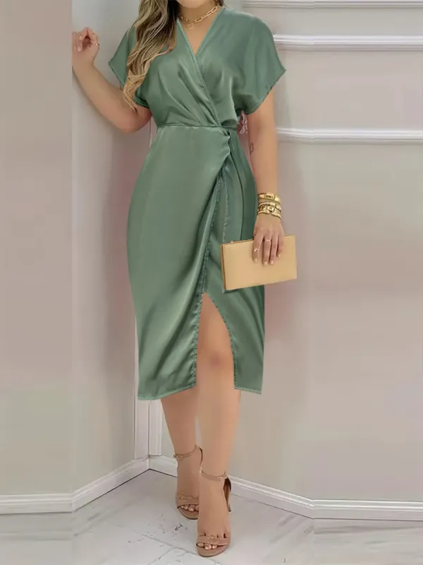 Slit Surplice Short Sleeve Dress sold by Charming Charlie