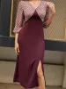 Slit V-Neck Three-Quarter Sleeve Midi Dress sold by Charming Charlie