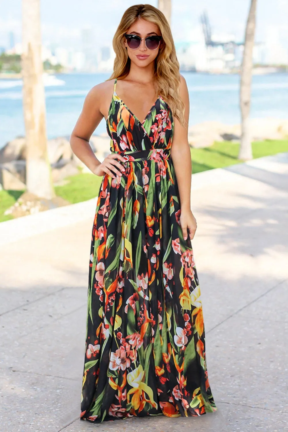 Crisscross Printed Surplice Cami Dress sold by Charming Charlie product image thumbnail 4