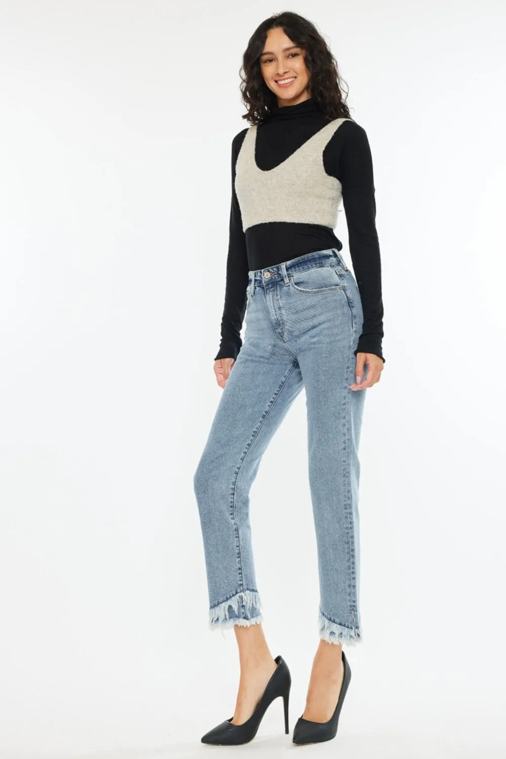 Kancan Raw Hem High Rise Straight Jeans sold by Charming Charlie product image thumbnail 3