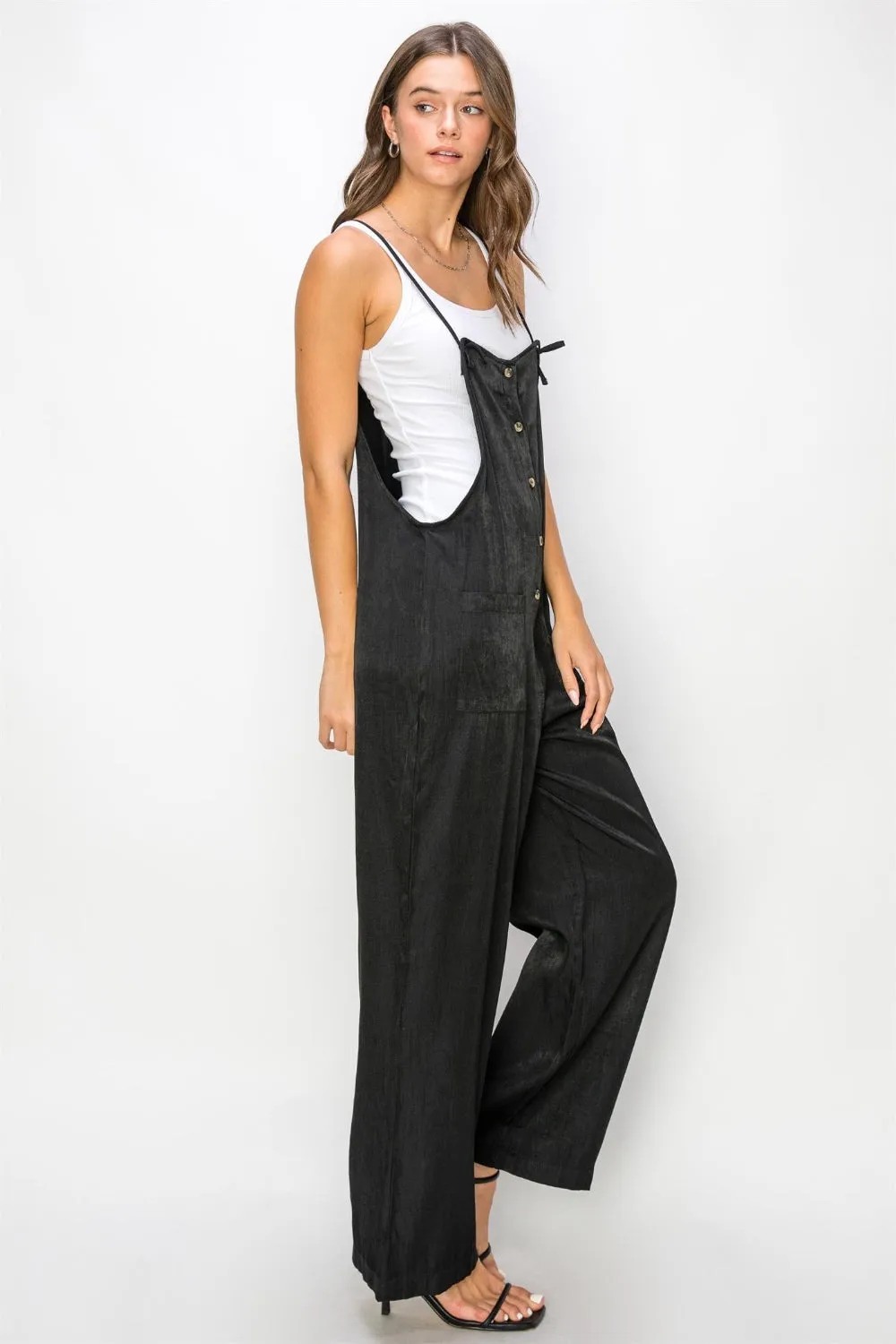 HYFVE Half Button Sleeveless Straight Jumpsuit sold by Charming Charlie product image thumbnail 3