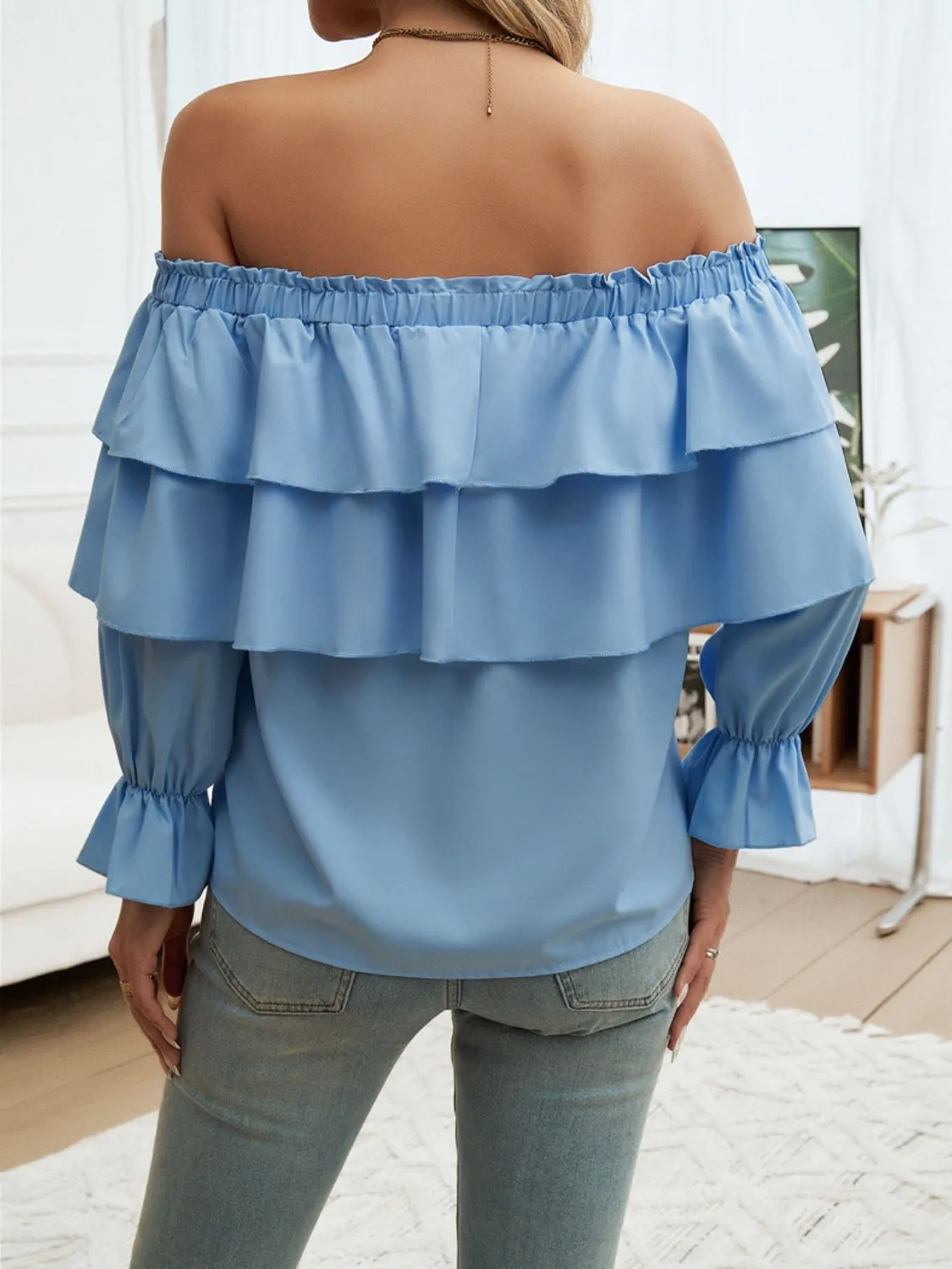 Off-Shoulder Flounce Sleeve Blouse sold by Charming Charlie product image thumbnail 2