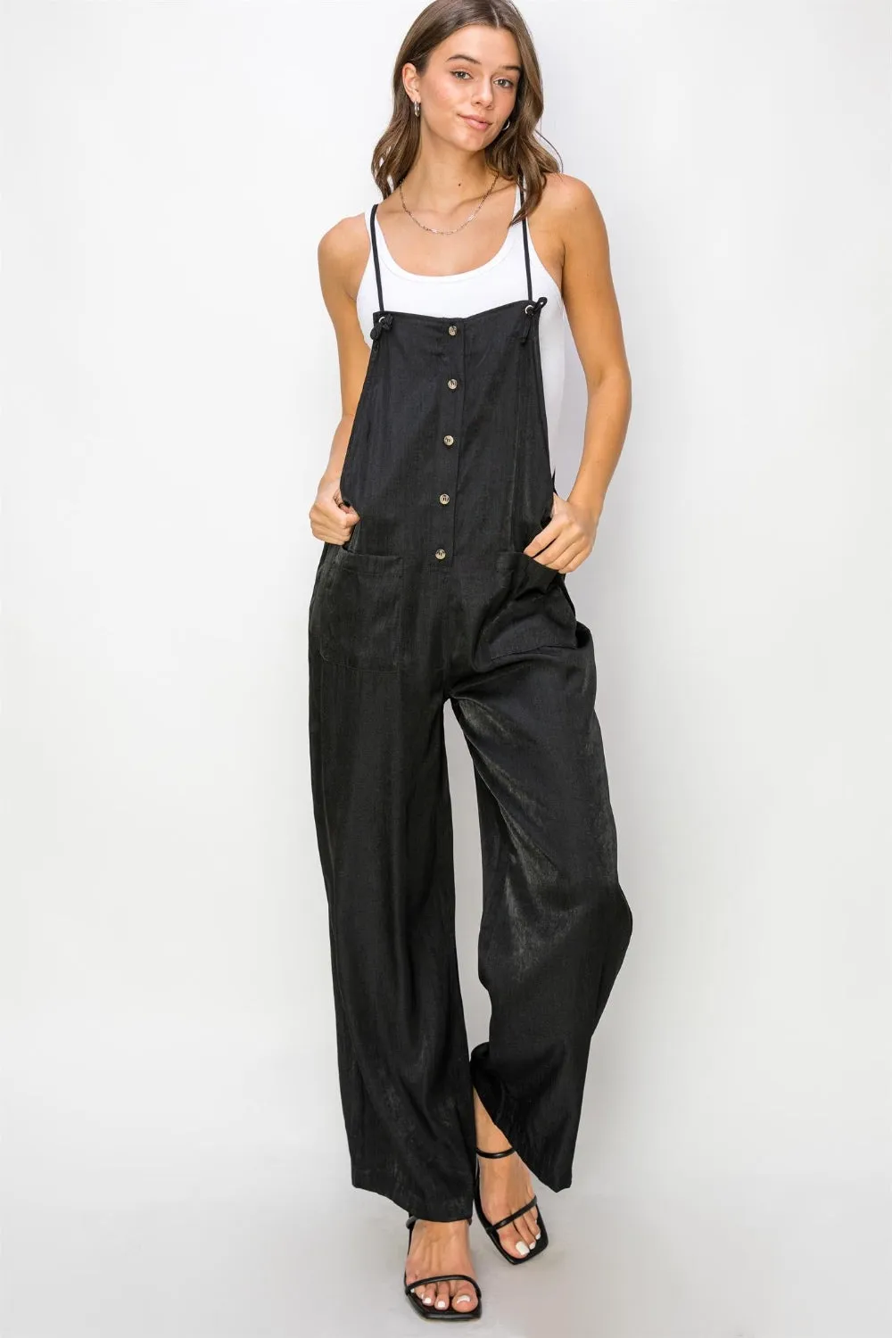 HYFVE Half Button Sleeveless Straight Jumpsuit sold by Charming Charlie product image thumbnail 4