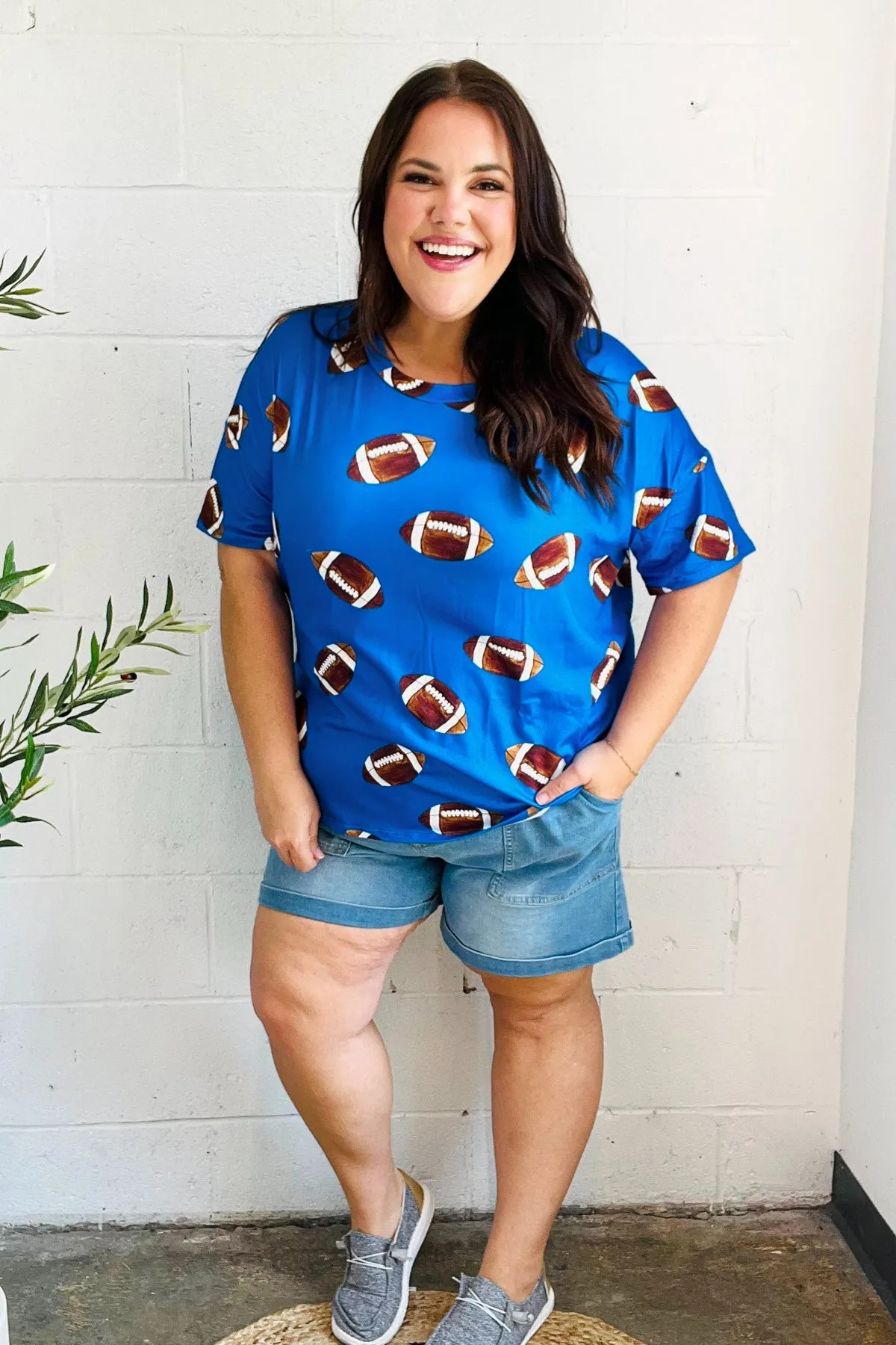Game Day Blue Football Print Knit Top sold by Charming Charlie product image thumbnail 3