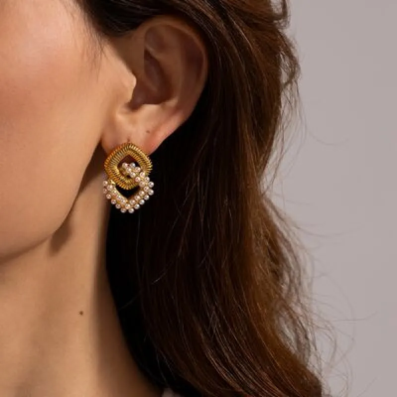 18K Gold-Plated Stainless Steel Square Earrings sold by Charming Charlie