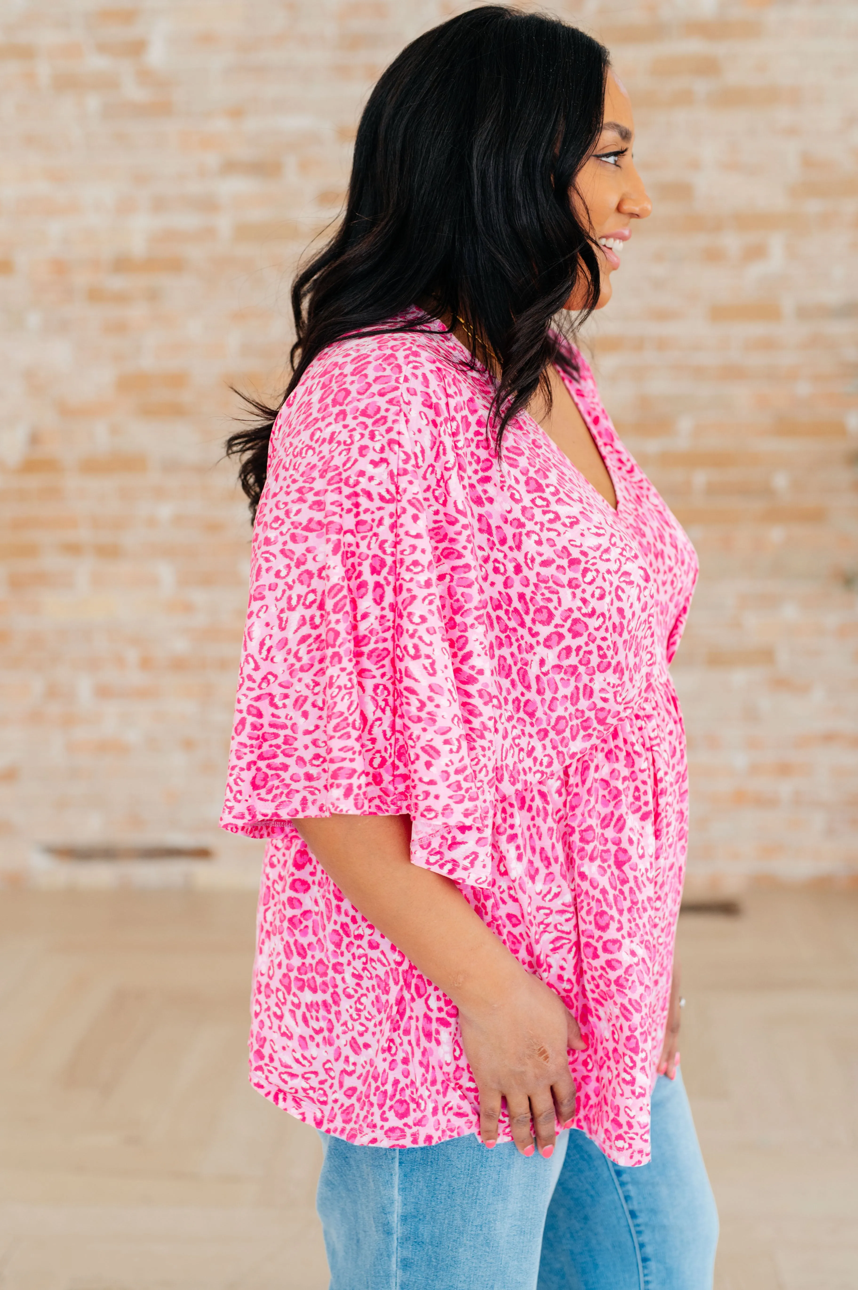Dreamer Peplum Top in Pink Leopard sold by Charming Charlie product image thumbnail 5