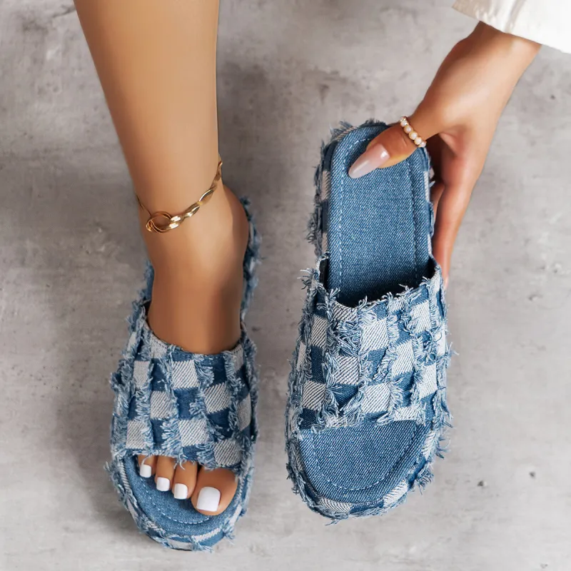 Plaid PU Leather Platform Sandals sold by Charming Charlie