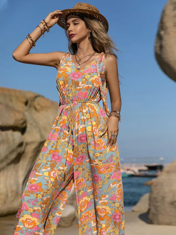 V-Neck Wide Leg Jumpsuit sold by Charming Charlie