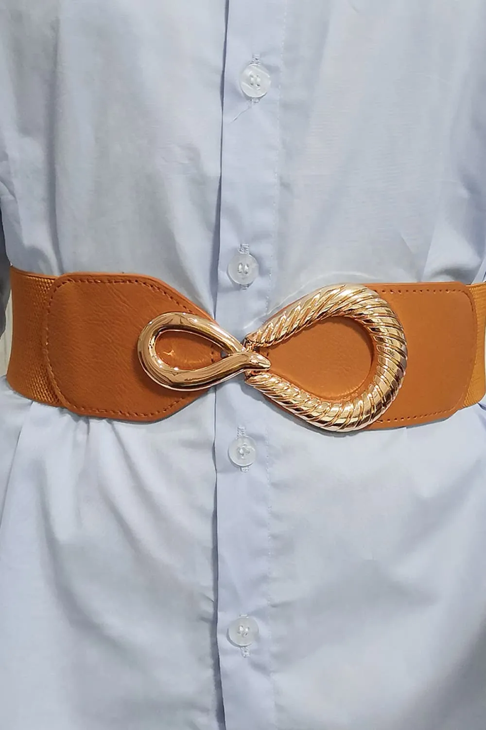 Ribbed Alloy Buckle Elastic Belt sold by Charming Charlie product image thumbnail 5