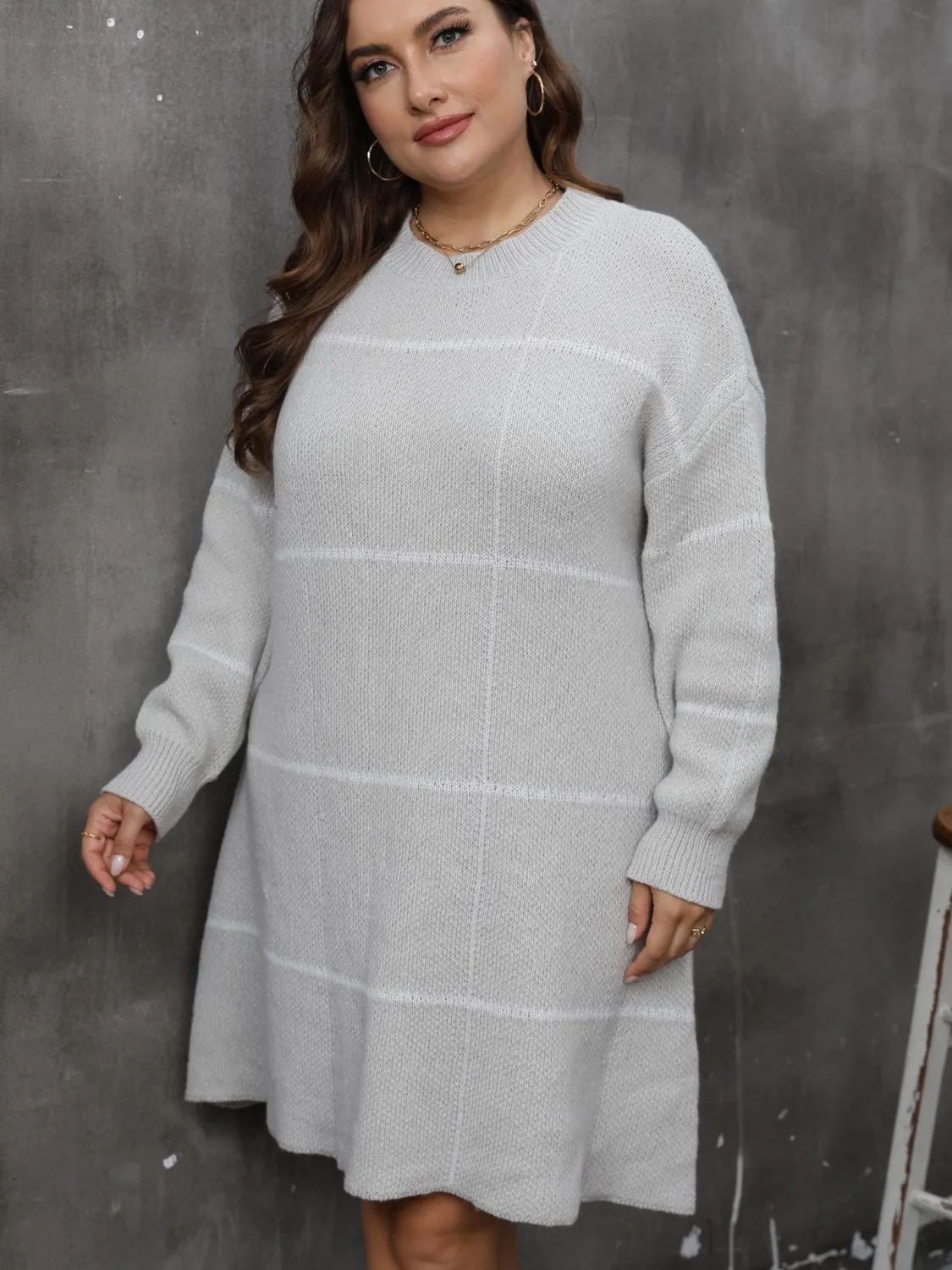 Plus Size Round Neck Long Sleeve Sweater Dress sold by Charming Charlie product image thumbnail 3